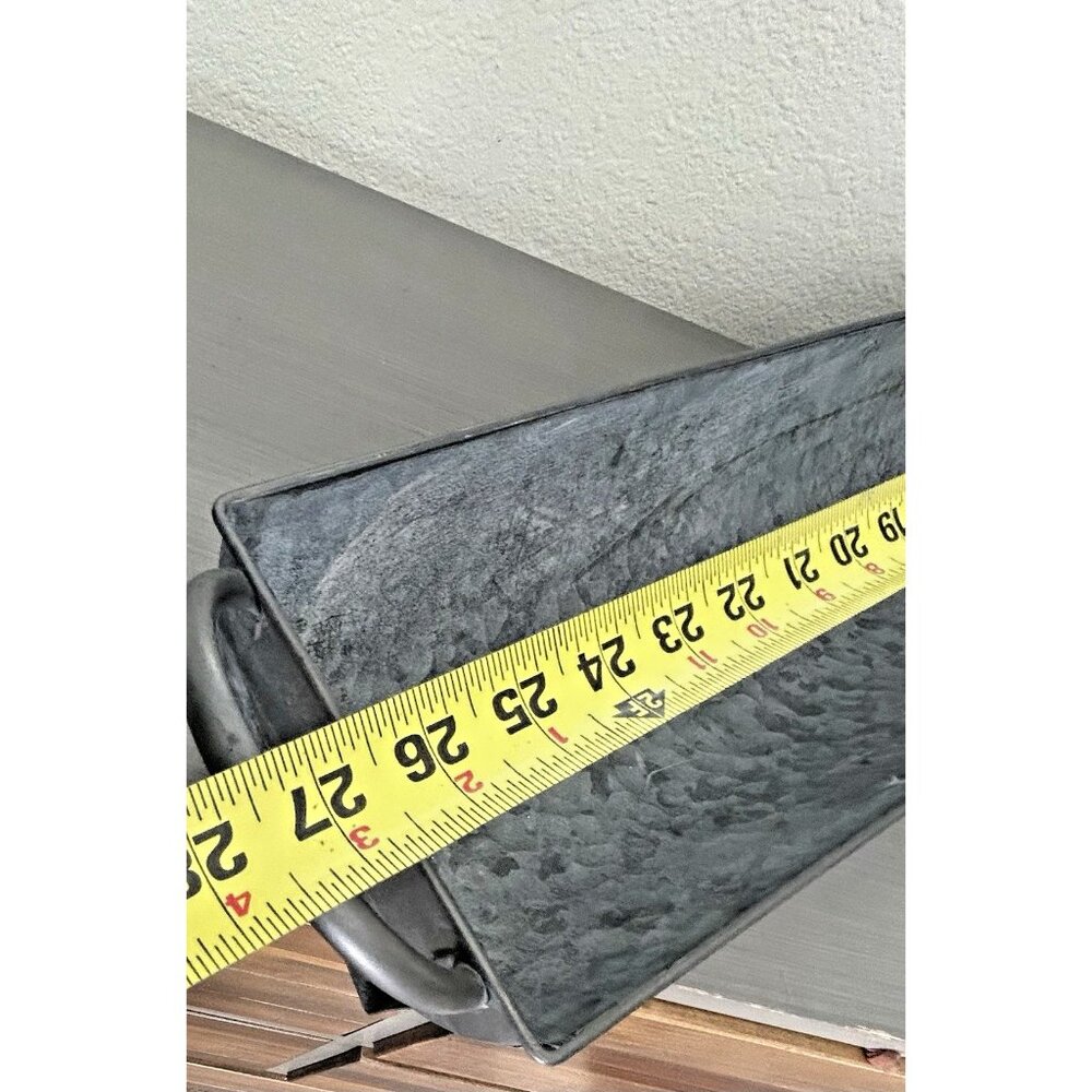 Galvanized 27" Metal Trough Planter Farmhouse Rustic Tabletop Decor Ranch Farm - Picture 9 of 12